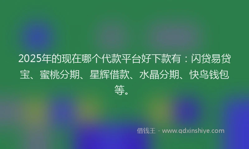 2025年的现在哪个代款平台好下款有：闪贷易贷宝、蜜桃分期、星辉借款、水晶分期、快鸟钱包等。
