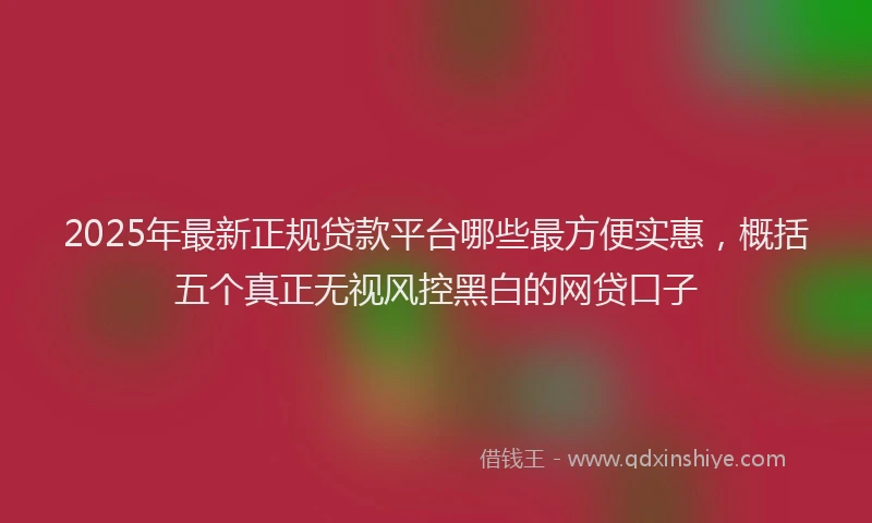 2025年最新正规贷款平台哪些最方便实惠，概括五个真正无视风控黑白的网贷口子
