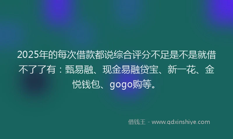 2025年的每次借款都说综合评分不足是不是就借不了了有：甄易融、现金易融贷宝、新一花、金悦钱包、gogo购等。