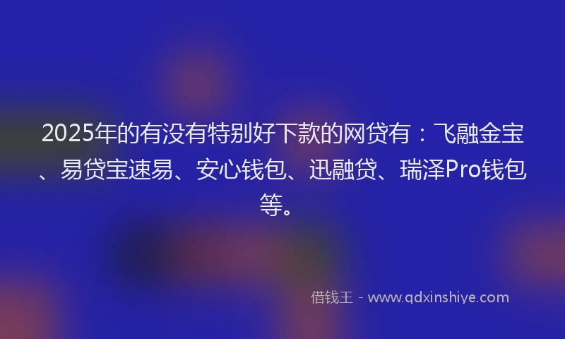 2025年的有没有特别好下款的网贷有：飞融金宝、易贷宝速易、安心钱包、迅融贷、瑞泽Pro钱包等。