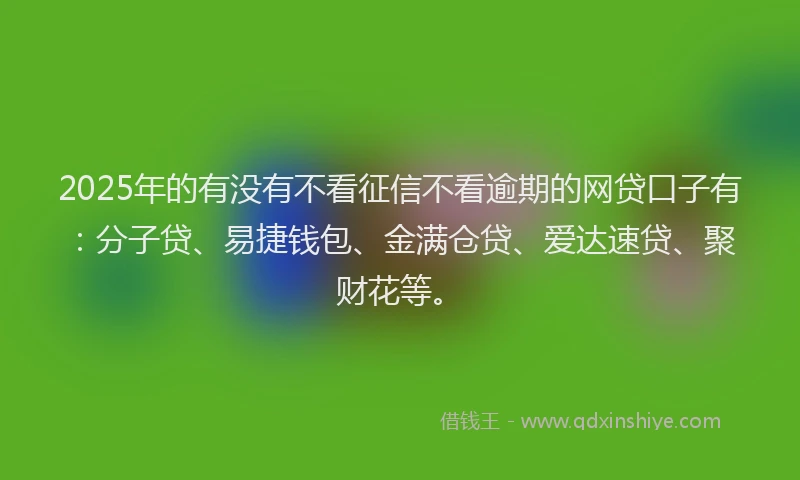 2025年的有没有不看征信不看逾期的网贷口子有：分子贷、易捷钱包、金满仓贷、爱达速贷、聚财花等。