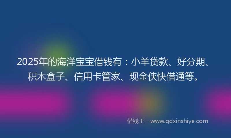 2025年的海洋宝宝借钱有：小羊贷款、好分期、积木盒子、信用卡管家、现金侠快借通等。