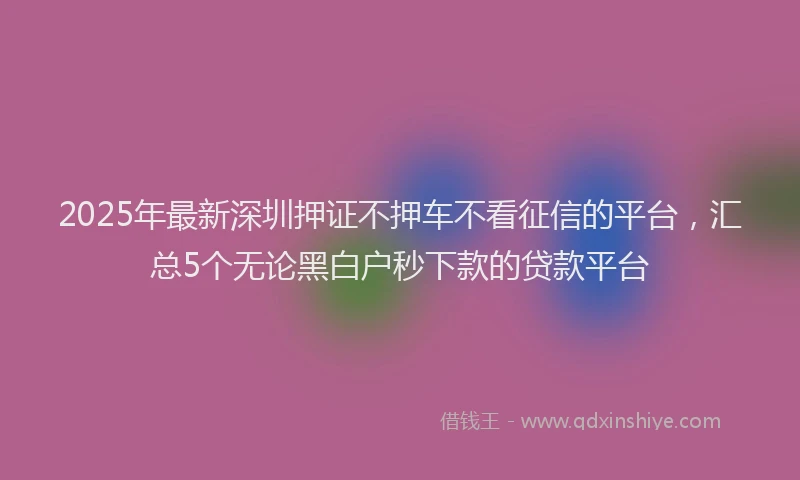2025年最新深圳押证不押车不看征信的平台，汇总5个无论黑白户秒下款的贷款平台