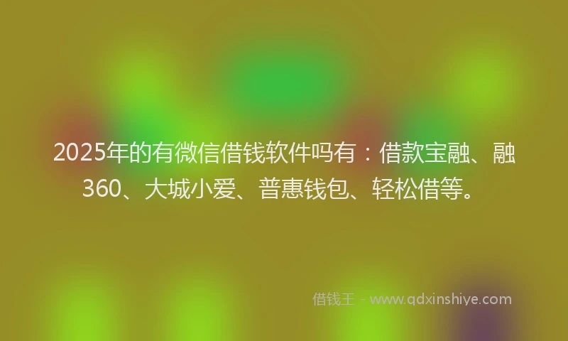 2025年的有微信借钱软件吗有：借款宝融、融360、大城小爱、普惠钱包、轻松借等。