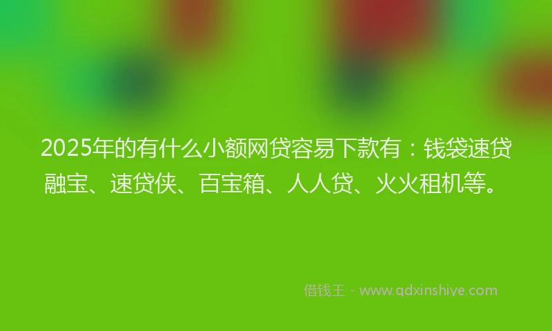 2025年的有什么小额网贷容易下款有：钱袋速贷融宝、速贷侠、百宝箱、人人贷、火火租机等。