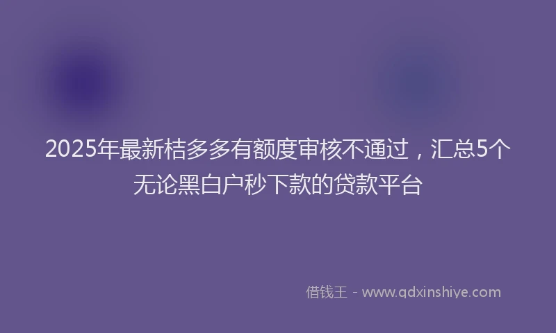 2025年最新桔多多有额度审核不通过，汇总5个无论黑白户秒下款的贷款平台