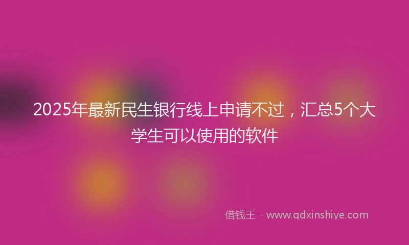 2025年最新民生银行线上申请不过，汇总5个大学生可以使用的软件