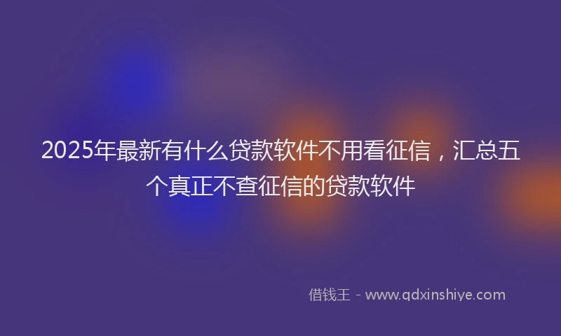 2025年最新有什么贷款软件不用看征信，汇总五个真正不查征信的贷款软件