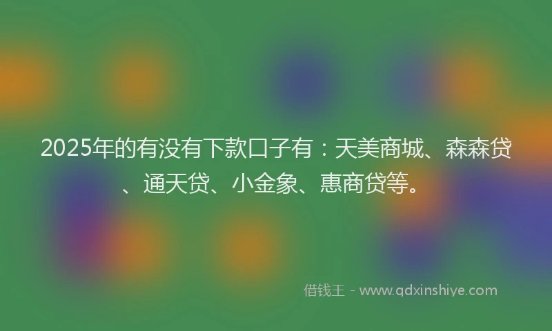 2025年的有没有下款口子有：天美商城、森森贷、通天贷、小金象、惠商贷等。