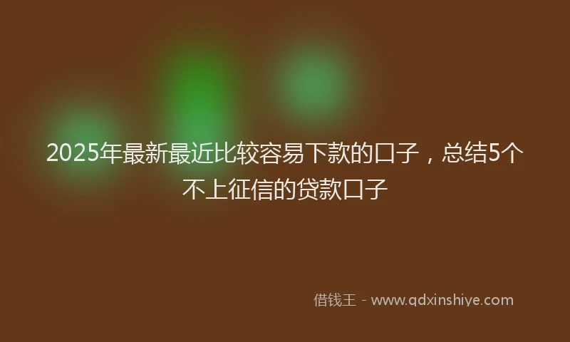 2025年最新最近比较容易下款的口子，总结5个不上征信的贷款口子