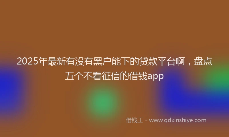 2025年最新有没有黑户能下的贷款平台啊，盘点五个不看征信的借钱app