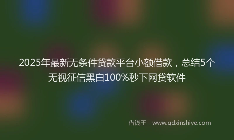 2025年最新无条件贷款平台小额借款，总结5个无视征信黑白100%秒下网贷软件
