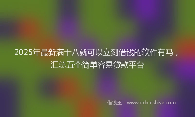 2025年最新满十八就可以立刻借钱的软件有吗，汇总五个简单容易贷款平台
