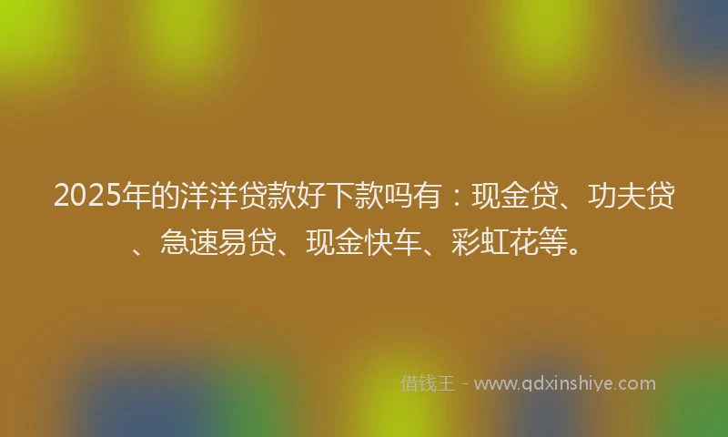 2025年的洋洋贷款好下款吗有：现金贷、功夫贷、急速易贷、现金快车、彩虹花等。
