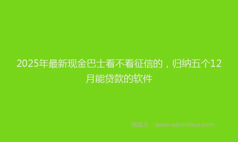 2025年最新现金巴士看不看征信的，归纳五个12月能贷款的软件