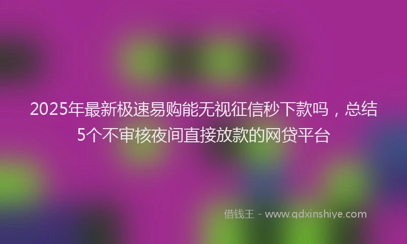 2025年最新极速易购能无视征信秒下款吗，总结5个不审核夜间直接放款的网贷平台