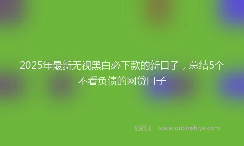 2025年最新无视黑白必下款的新口子，总结5个不看负债的网贷口子