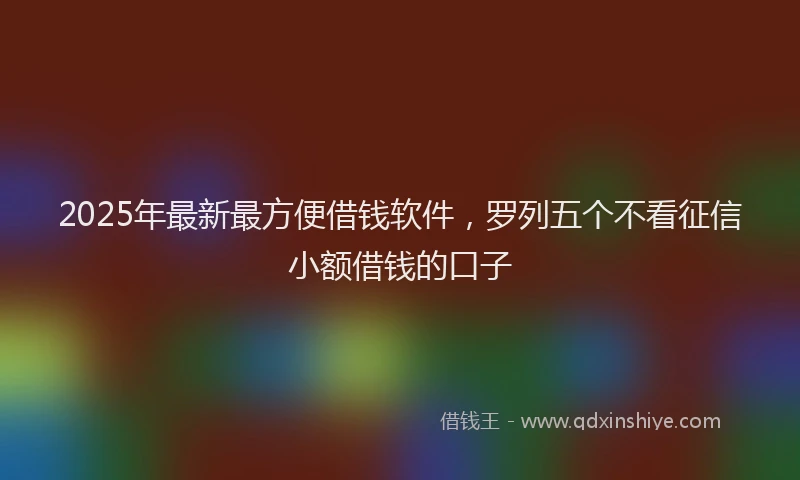 2025年最新最方便借钱软件，罗列五个不看征信小额借钱的口子