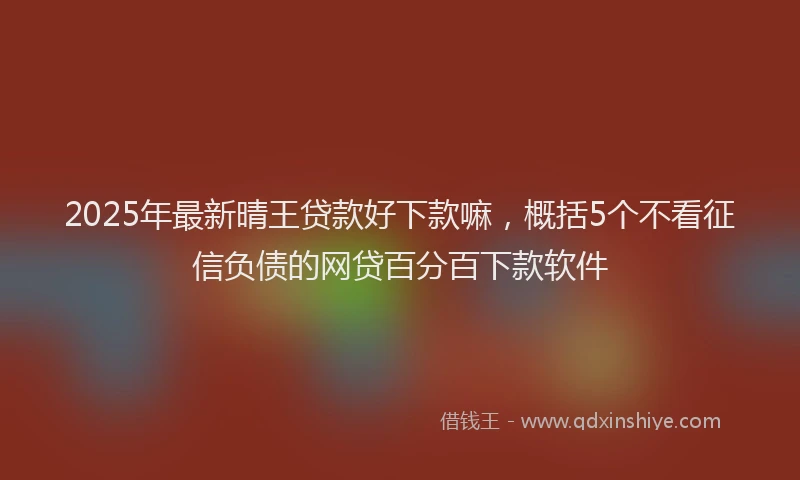 2025年最新晴王贷款好下款嘛，概括5个不看征信负债的网贷百分百下款软件