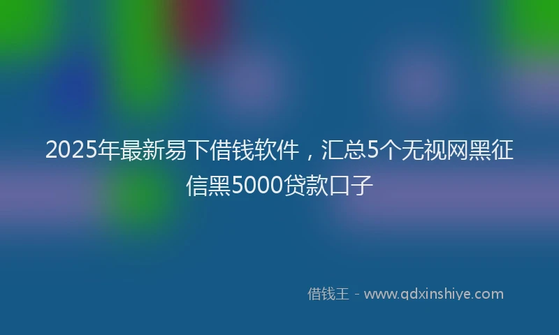 2025年最新易下借钱软件，汇总5个无视网黑征信黑5000贷款口子