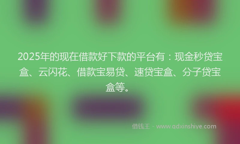 2025年的现在借款好下款的平台有：现金秒贷宝盒、云闪花、借款宝易贷、速贷宝盒、分子贷宝盒等。