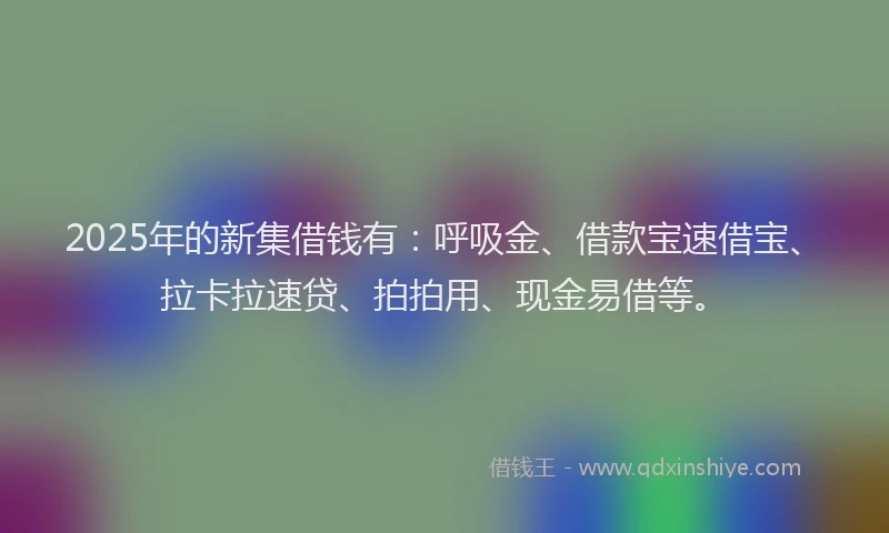 2025年的新集借钱有：呼吸金、借款宝速借宝、拉卡拉速贷、拍拍用、现金易借等。