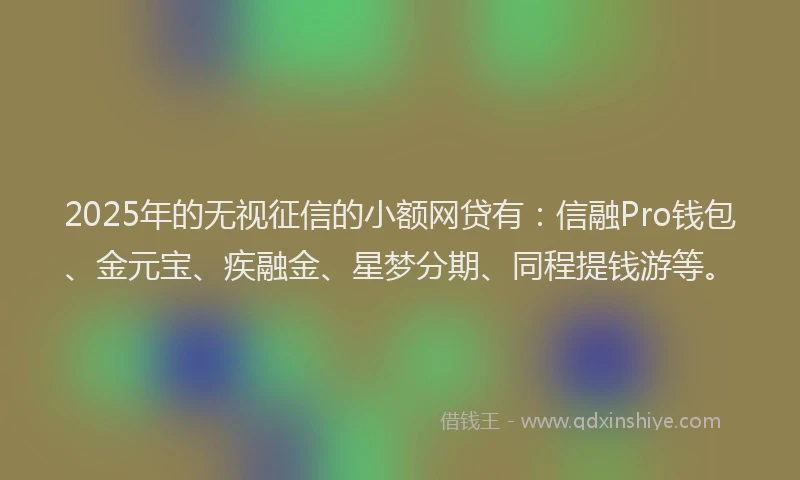 2025年的无视征信的小额网贷有：信融Pro钱包、金元宝、疾融金、星梦分期、同程提钱游等。
