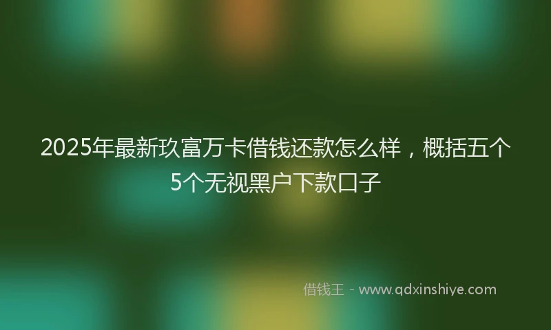 2025年最新玖富万卡借钱还款怎么样，概括五个5个无视黑户下款口子