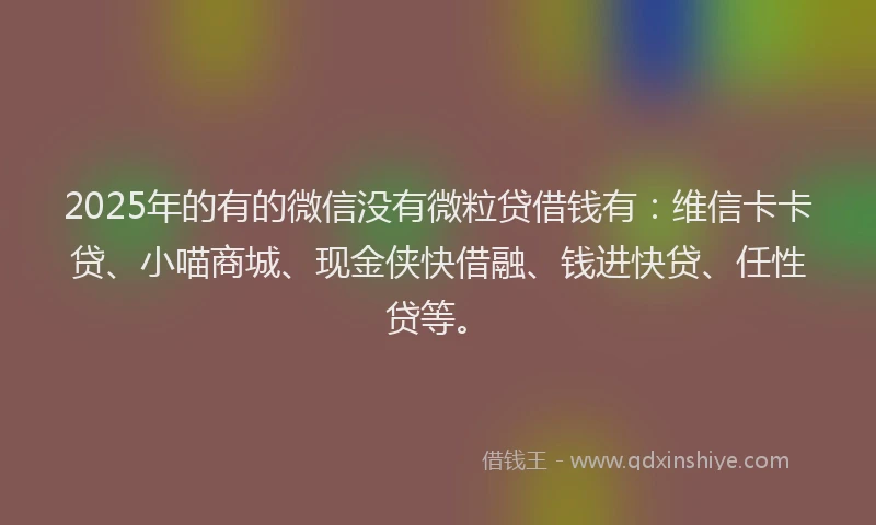 2025年的有的微信没有微粒贷借钱有：维信卡卡贷、小喵商城、现金侠快借融、钱进快贷、任性贷等。