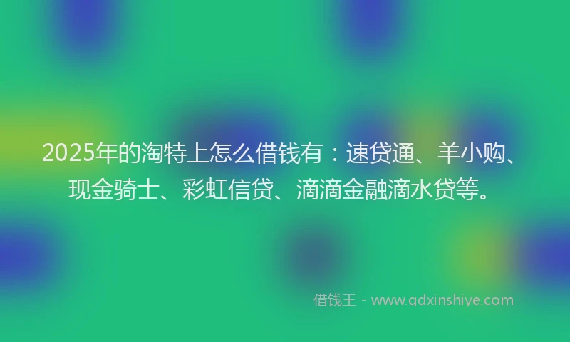 2025年的淘特上怎么借钱有：速贷通、羊小购、现金骑士、彩虹信贷、滴滴金融滴水贷等。