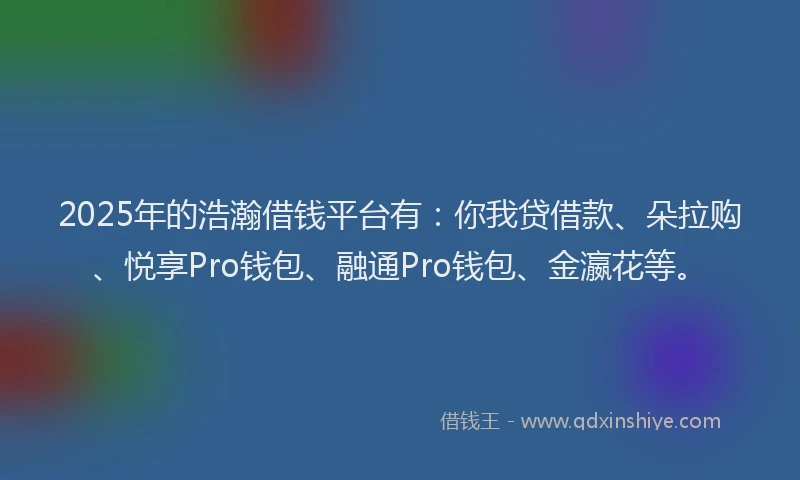 2025年的浩瀚借钱平台有：你我贷借款、朵拉购、悦享Pro钱包、融通Pro钱包、金瀛花等。