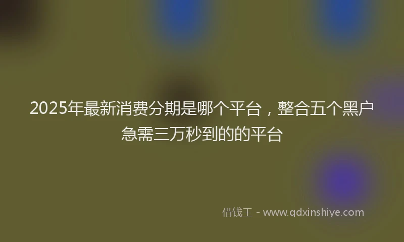 2025年最新消费分期是哪个平台，整合五个黑户急需三万秒到的的平台