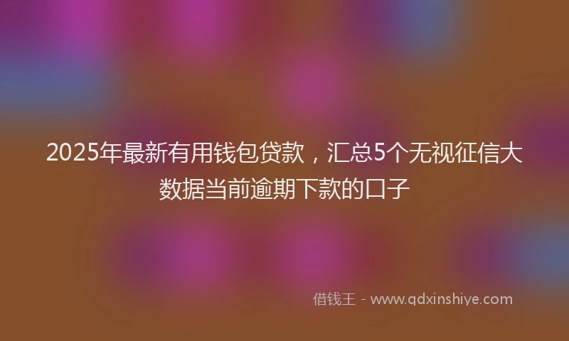 2025年最新有用钱包贷款，汇总5个无视征信大数据当前逾期下款的口子