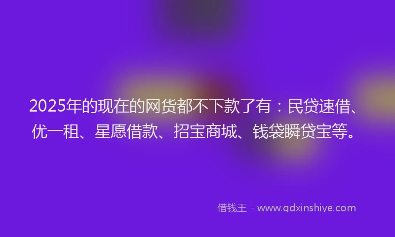 2025年的现在的网货都不下款了有：民贷速借、优一租、星愿借款、招宝商城、钱袋瞬贷宝等。