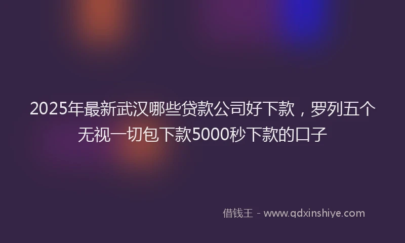2025年最新武汉哪些贷款公司好下款，罗列五个无视一切包下款5000秒下款的口子