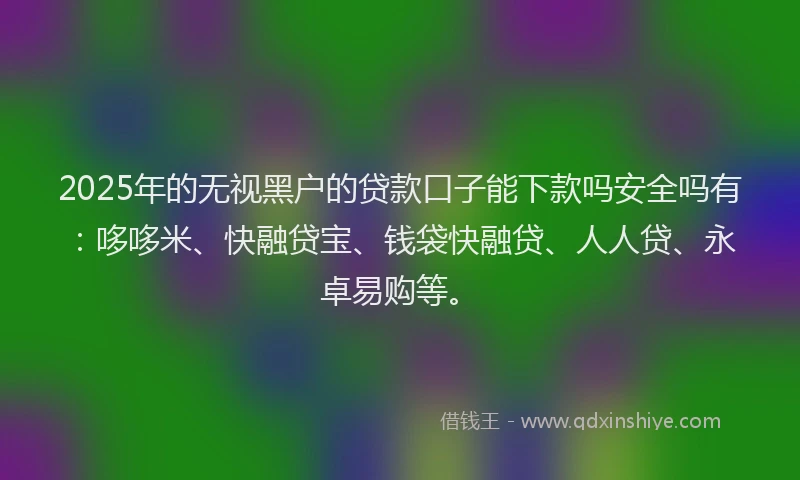 2025年的无视黑户的贷款口子能下款吗安全吗有：哆哆米、快融贷宝、钱袋快融贷、人人贷、永卓易购等。