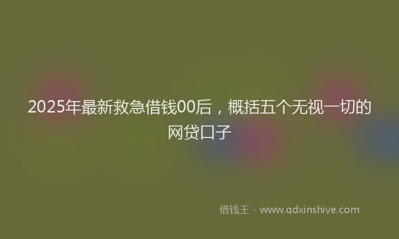2025年最新救急借钱00后，概括五个无视一切的网贷口子