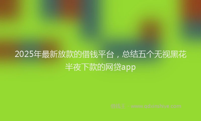 2025年最新放款的借钱平台，总结五个无视黑花半夜下款的网贷app