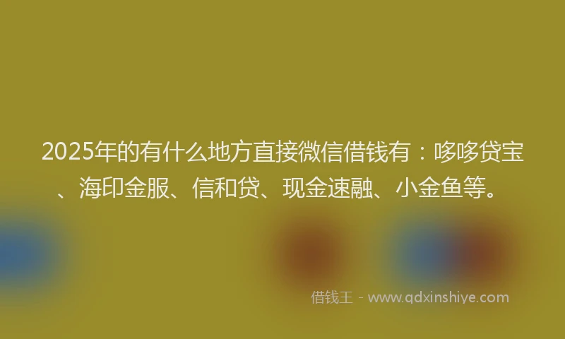 2025年的有什么地方直接微信借钱有：哆哆贷宝、海印金服、信和贷、现金速融、小金鱼等。