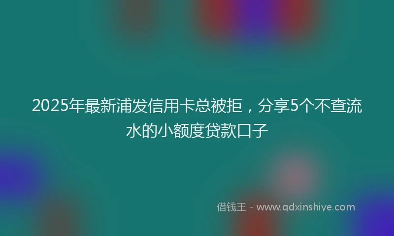 2025年最新浦发信用卡总被拒，分享5个不查流水的小额度贷款口子