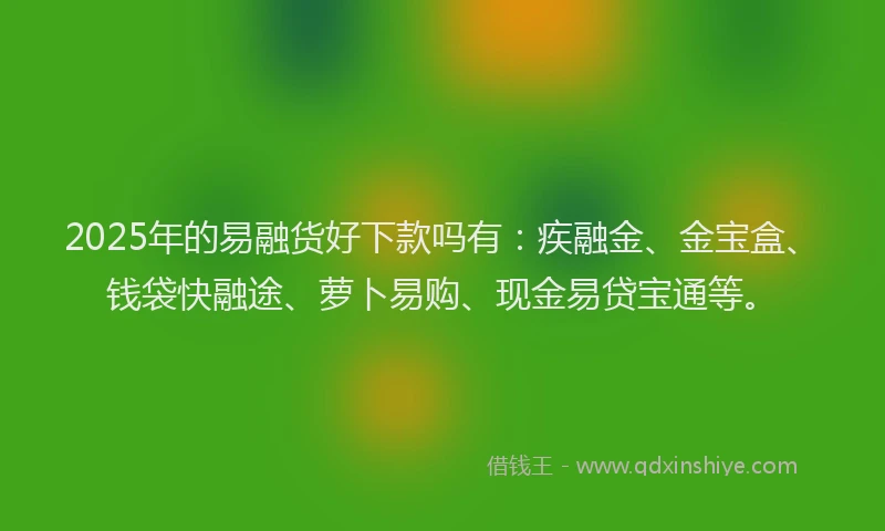 2025年的易融货好下款吗有：疾融金、金宝盒、钱袋快融途、萝卜易购、现金易贷宝通等。