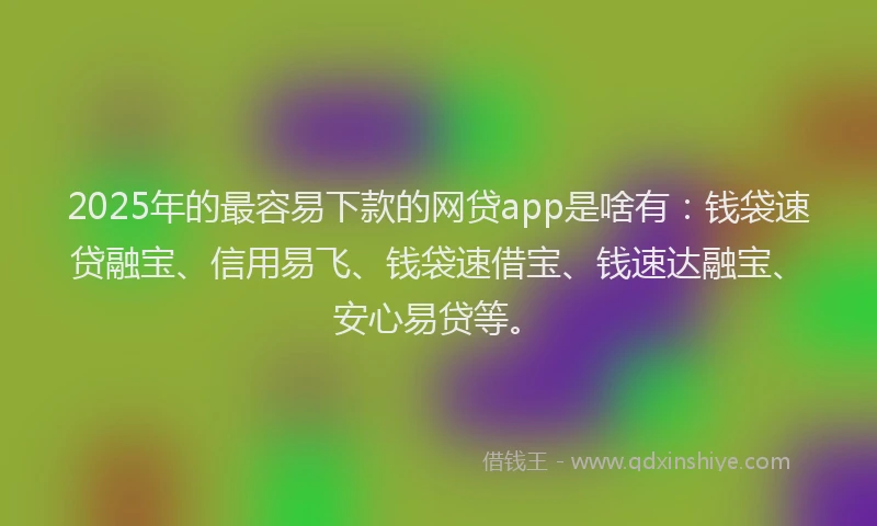 2025年的最容易下款的网贷app是啥有：钱袋速贷融宝、信用易飞、钱袋速借宝、钱速达融宝、安心易贷等。