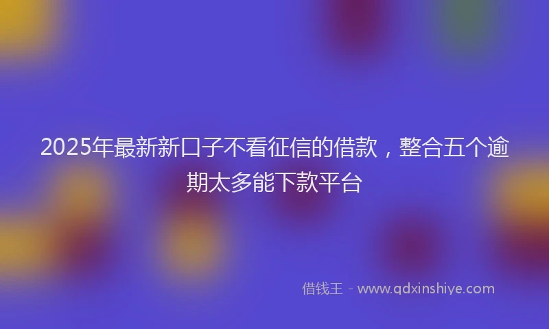 2025年最新新口子不看征信的借款，整合五个逾期太多能下款平台