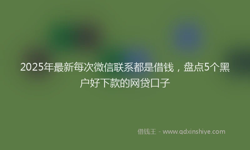 2025年最新每次微信联系都是借钱，盘点5个黑户好下款的网贷口子