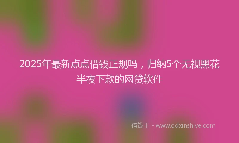 2025年最新点点借钱正规吗，归纳5个无视黑花半夜下款的网贷软件