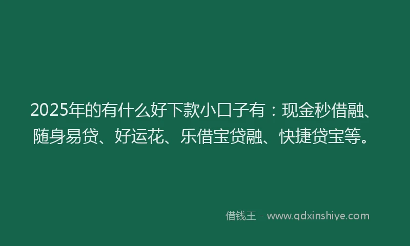 2025年的有什么好下款小口子有：现金秒借融、随身易贷、好运花、乐借宝贷融、快捷贷宝等。