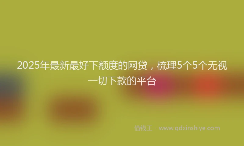 2025年最新最好下额度的网贷，梳理5个5个无视一切下款的平台