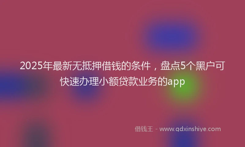 2025年最新无抵押借钱的条件，盘点5个黑户可快速办理小额贷款业务的app