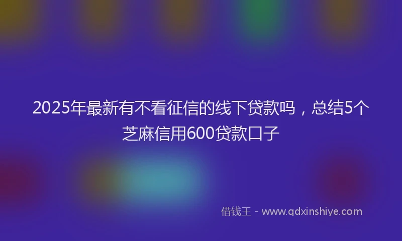 2025年最新有不看征信的线下贷款吗，总结5个芝麻信用600贷款口子