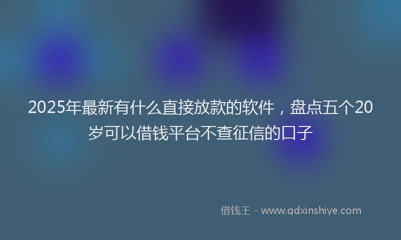 2025年最新有什么直接放款的软件，盘点五个20岁可以借钱平台不查征信的口子
